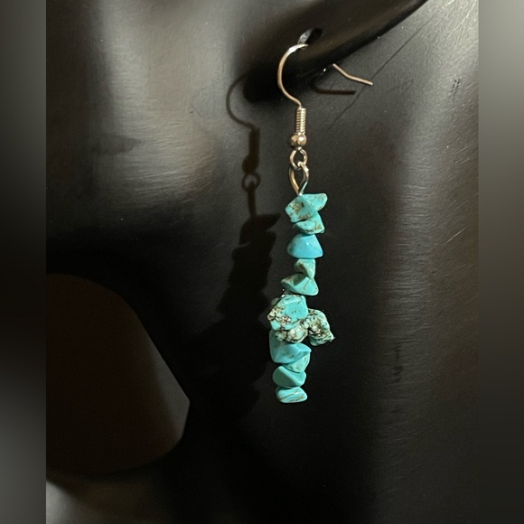 Bracelet And Earrings Set - Green Turquoise Healing Natural Stone - Picture 7 of 10